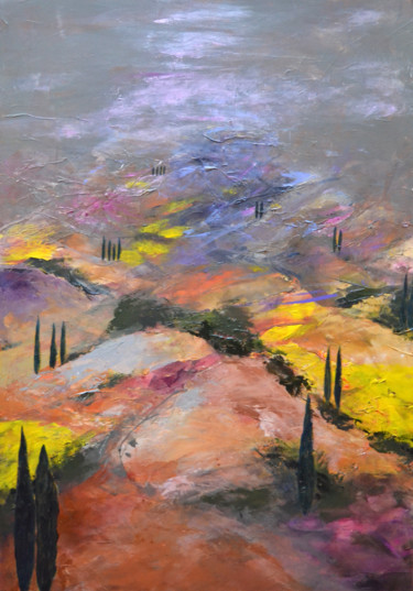Painting titled "Into the valley - O…" by Susan Monk, Original Artwork, Acrylic