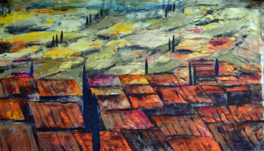 Peinture intitulée "Terra Cotta Tuscan…" par Susan Monk, Œuvre d'art originale, Acrylique