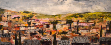 Pittura intitolato "Village Colours - O…" da Susan Monk, Opera d'arte originale, Acrilico