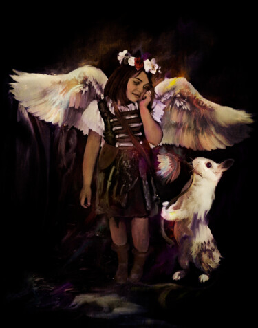 Arte digital titulada "Little angel" por Susan Montgomery, Obra de arte original, Collages digitales