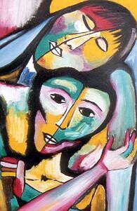 Pintura titulada "maternidad 2" por Susana D Momo, Obra de arte original, Oleo