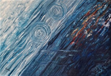Painting titled "Universo azul" by Susana Pagano, Original Artwork, Oil Mounted on Wood Stretcher frame