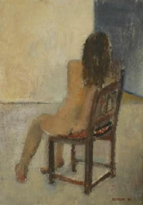 Pintura titulada "Modelo sentada de e…" por Susana Saporiti, Obra de arte original, Oleo