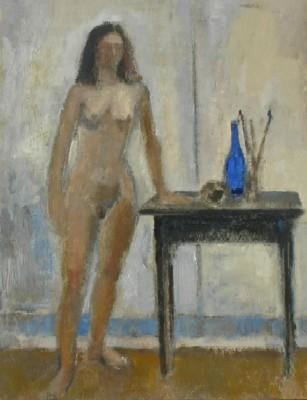 Painting titled "Modelo de pie" by Susana Saporiti, Original Artwork, Oil