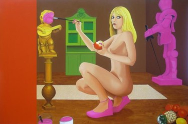 Pintura intitulada "The Pink Girl" por Susana Ribeiro, Obras de arte originais, Óleo