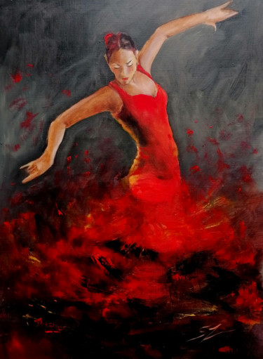 Painting titled "Passion for Dance" by Susana Zarate, Original Artwork, Oil