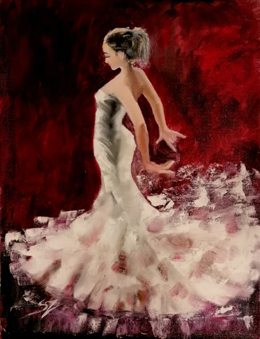 Painting titled "Flamenco dancer 48" by Susana Zarate, Original Artwork, Oil