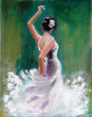 Painting titled "Flamenco dancer 47" by Susana Zarate, Original Artwork, Oil