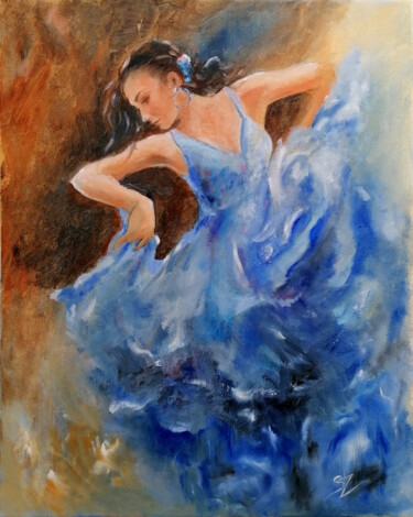 Schilderij getiteld "Flamenco dancer 65" door Susana Zarate, Origineel Kunstwerk, Olie
