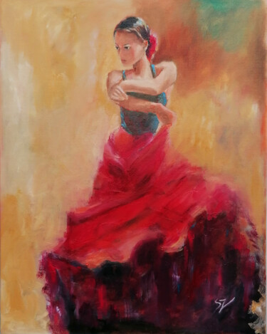 Painting titled "Flamenco dancer 66" by Susana Zarate, Original Artwork, Oil