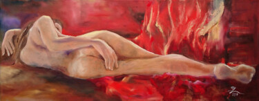 Pittura intitolato "Nude in red" da Susana Zarate, Opera d'arte originale, Olio