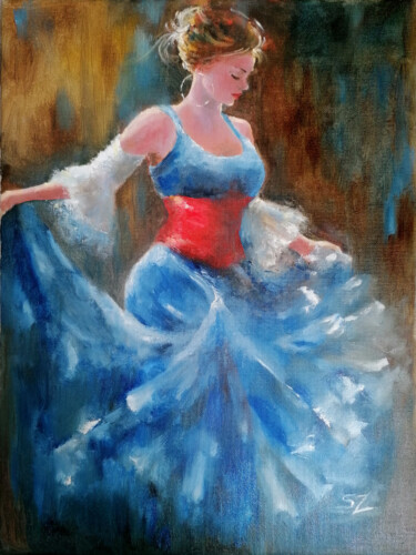Painting titled "Flamenco dancer 242" by Susana Zarate, Original Artwork, Oil