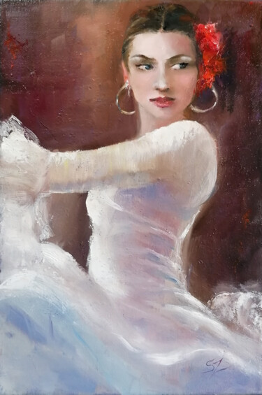 Painting titled "Flamenco dancer 244" by Susana Zarate, Original Artwork, Oil