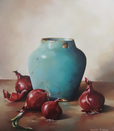 Ζωγραφική με τίτλο "Onion Pot" από Susan Cairns, Αυθεντικά έργα τέχνης, Λάδι