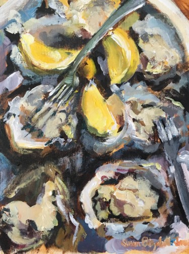 Schilderij getiteld "Apalachicola Oysters" door Susan E Jones, Origineel Kunstwerk, Acryl