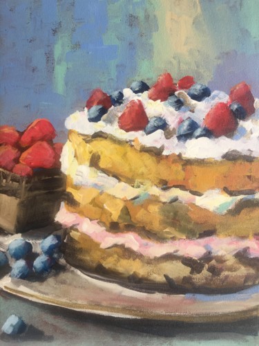 Malerei mit dem Titel "American Cake" von Susan E Jones, Original-Kunstwerk, Acryl