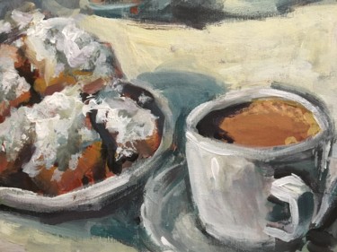 Painting titled "Beignets and Cafe A…" by Susan E Jones, Original Artwork, Acrylic