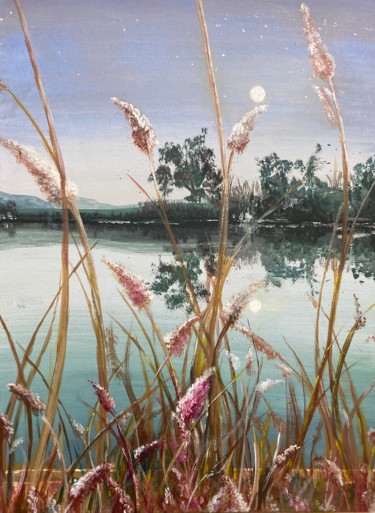 Pittura intitolato "Dusk at wetland park" da Susan Gurung, Opera d'arte originale, Acrilico