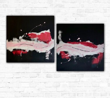 Painting titled "Modern Duo - modern…" by Susanna Schorr, Original Artwork, Acrylic Mounted on Wood Stretcher frame