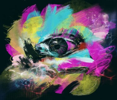 Digital Arts titled "Colorful eye abstra…" by Susanna Schorr, Original Artwork, Digital Painting