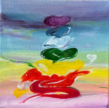 Painting titled "Chakras Love abstra…" by Susanna Schorr, Original Artwork, Acrylic Mounted on Wood Stretcher frame