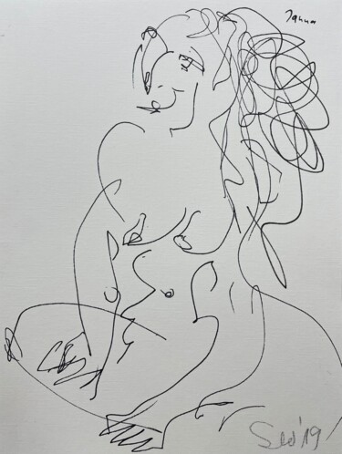 Disegno intitolato "Lotus Seat Act (Tri…" da Susanne Cäcilie Walther, Opera d'arte originale, Pennarello