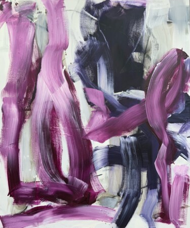 Ζωγραφική με τίτλο "Freaky Purple" από Susanne Kirsch, Αυθεντικά έργα τέχνης, Ακρυλικό Τοποθετήθηκε στο Ξύλινο φορείο σκελετό