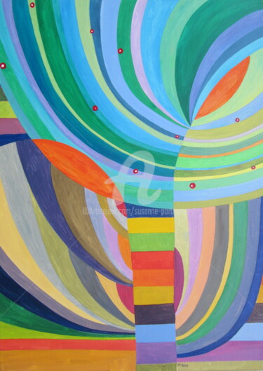 Pittura intitolato "ventoso" da Susanne Portmann, Opera d'arte originale, Olio Montato su Telaio per barella in legno