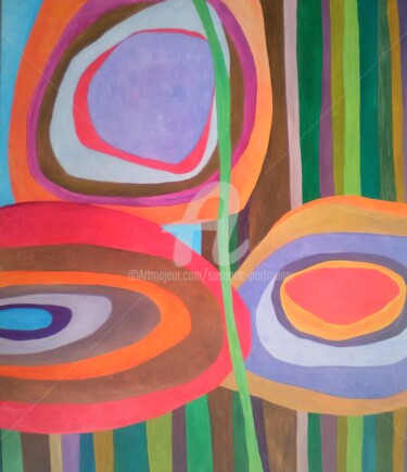 Pintura intitulada "aste e tondi" por Susanne Portmann, Obras de arte originais, Óleo