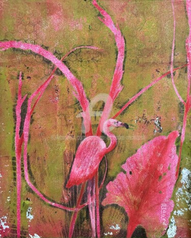 Gravures & estampes intitulée "La Vie En Rose" par Sushma Legendre Mcintosh, Œuvre d'art originale, Monotype