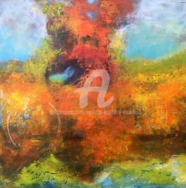 Painting titled "A l'Heure du Phoenix" by Sushma Legendre Mcintosh, Original Artwork, Oil