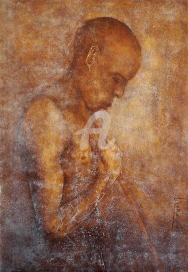 Malerei mit dem Titel "Gardien de Traditio…" von Sushma Legendre Mcintosh, Original-Kunstwerk