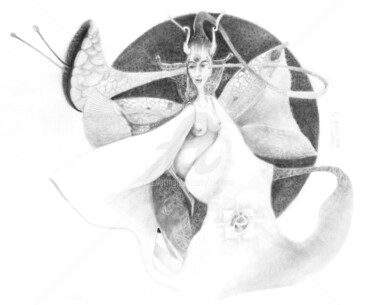 Σχέδιο με τίτλο "Nù-Lòng" από Sushma Legendre Mcintosh, Αυθεντικά έργα τέχνης, Μολύβι