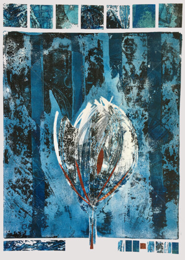 Collages titled "A Coeur Bleu" by Sushma Legendre Mcintosh, Original Artwork, Collages Mounted on Other rigid panel