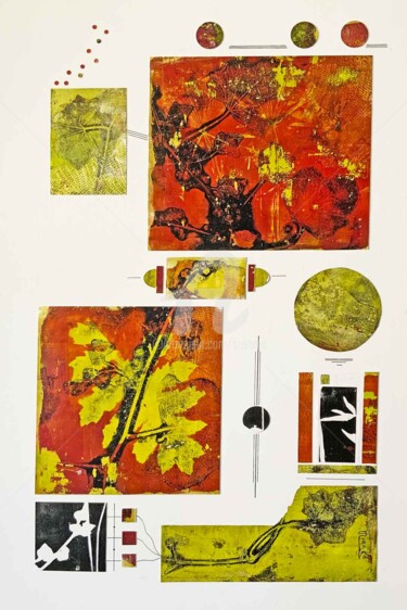 Collages titled "Awakening in Tokyo" by Sushma Legendre Mcintosh, Original Artwork, Collages Mounted on Wood Stretcher frame