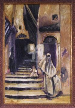 Peinture intitulée "Rue d'Alger" par Sushma Legendre Mcintosh, Œuvre d'art originale
