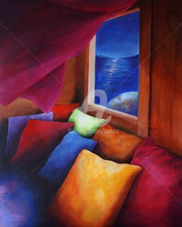 Painting titled "Douceur Nocturne" by Sushma Legendre Mcintosh, Original Artwork