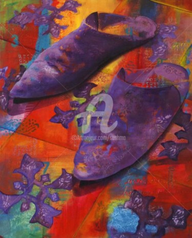 Pintura intitulada "Babouches Violettes" por Sushma Legendre Mcintosh, Obras de arte originais