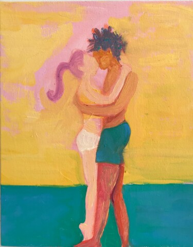 Painting titled "A Kiss" by Susie Radin, Original Artwork, Oil