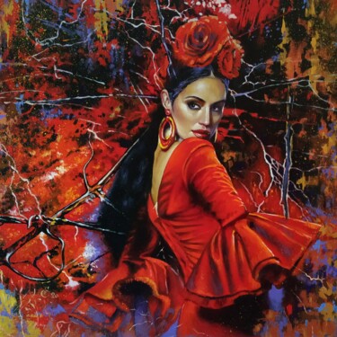 Ζωγραφική με τίτλο "Passionate Flamenco…" από Helena Suslova, Αυθεντικά έργα τέχνης, Λάδι
