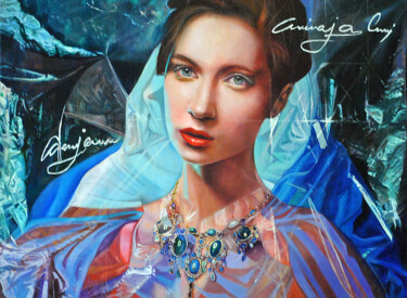 Painting titled "princesa" by Suso C. Ben, Original Artwork, Oil Mounted on Wood Stretcher frame