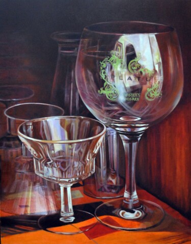 Pintura titulada "copas" por Suso C. Ben, Obra de arte original, Oleo Montado en Bastidor de camilla de madera