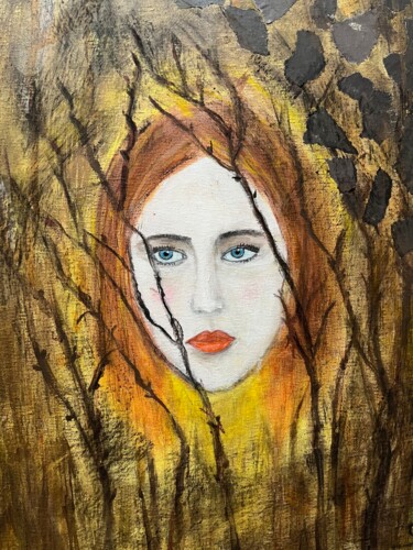 Painting titled "Behind her eyes" by Susy Cestari, Original Artwork, Acrylic