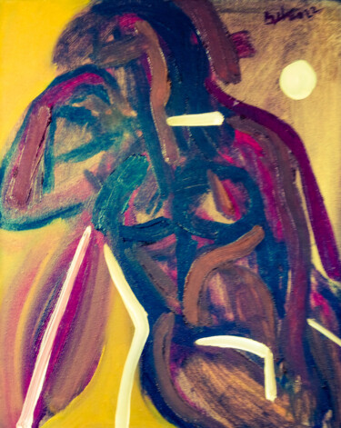 Schilderij getiteld "Women 33" door Sutar, Origineel Kunstwerk, Olie Gemonteerd op Frame voor houten brancard
