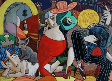 Картина под названием "King of jazz relaxi…" - Ta Byrne, Подлинное произведение искусства, Масло