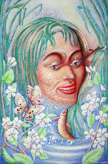 Картина под названием "Рыбка-Улыбка" - Sergey Suvorov, Подлинное произведение искусства, Акрил Установлен на Деревянная рама…