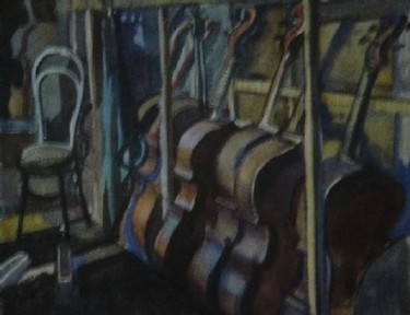 Painting titled "Dancing cellos" by Alexandra Suvorova, Original Artwork