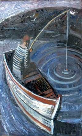 Painting titled "Fisherman" by Alexandra Suvorova, Original Artwork