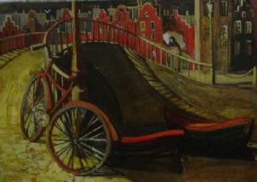 Painting titled "Bridge in Amsterdam" by Alexandra Suvorova, Original Artwork