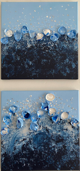Malerei mit dem Titel "Spiele unter See" von Suzana Rubic, Original-Kunstwerk, Acryl